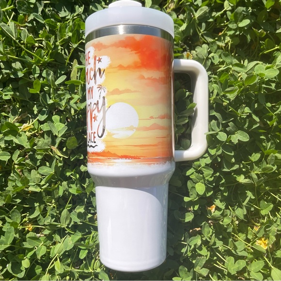 Custom 40 oz Tumbler Colorful The beach is my happy place Double-wall va… - Picture 8 of 8
